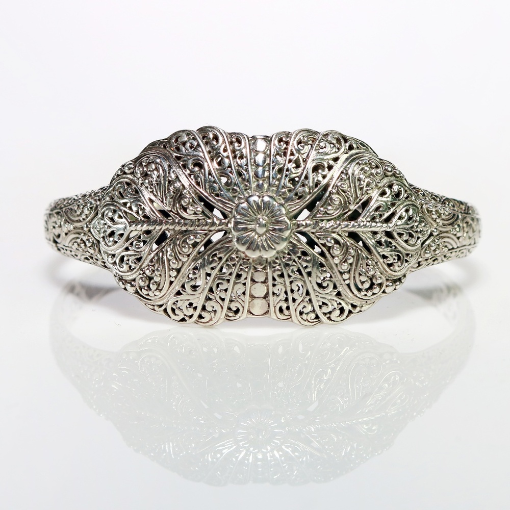 Artisan Sterling Silver Filigree Cuff Bracelet